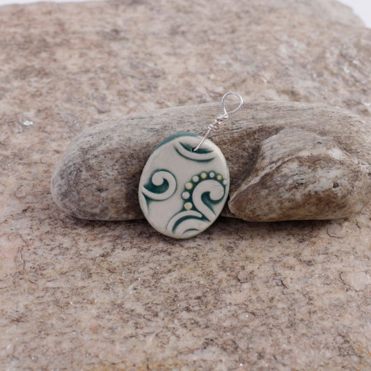 Green Swirl Porcelain Charm