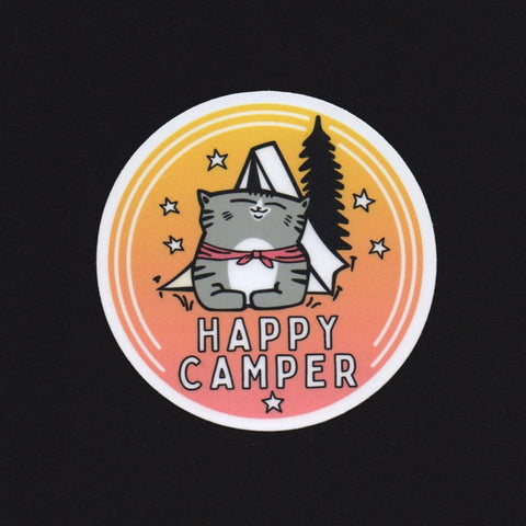 Happy Camper Cat Sticker