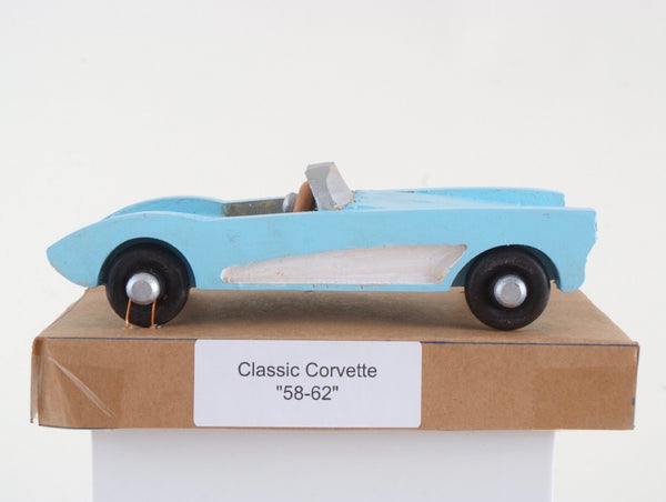 Hand Carved Wooden 58 - 62 Classic Corvette Blue