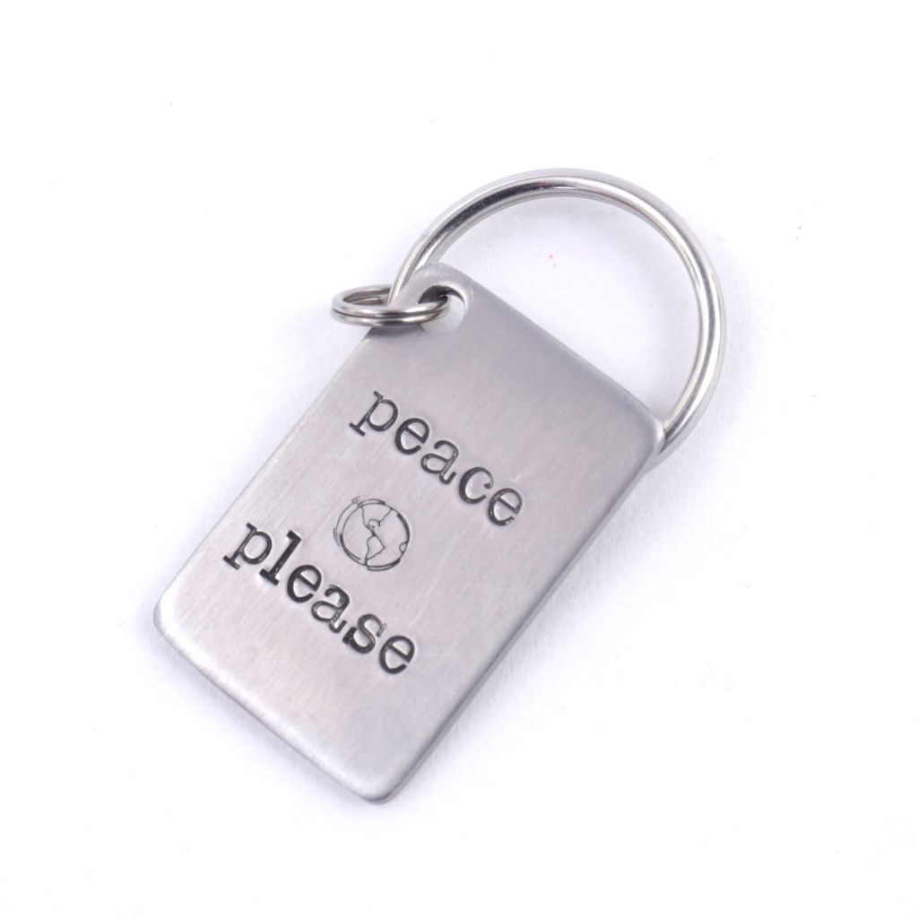 peace please Stainless Steel Key Fob