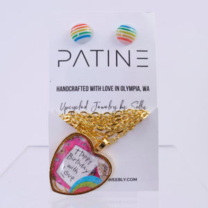 Rainbow Birthday Pendant Necklace & Earrings