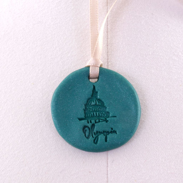 Olympia State Capitol Ornament/Charm - Teal