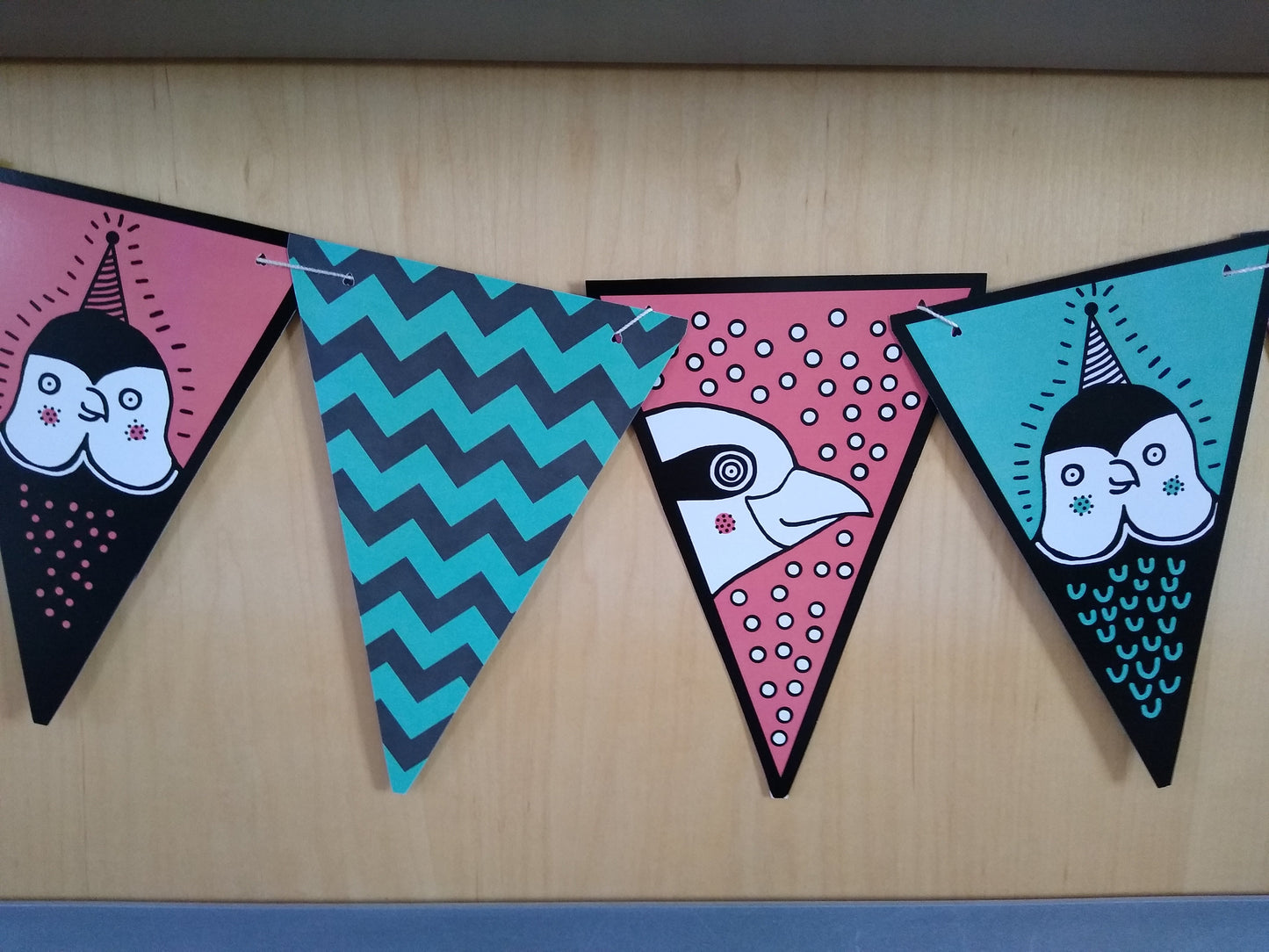 Coral Birthday Bird Bunting