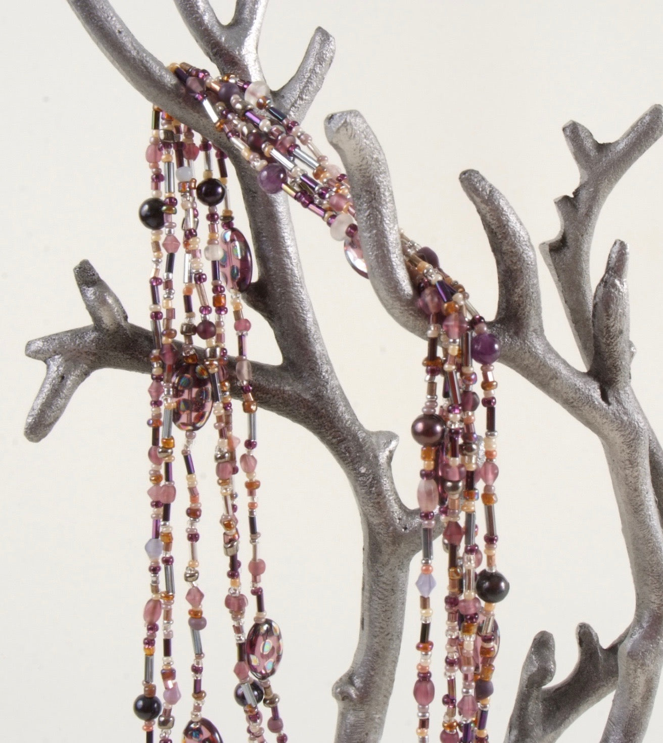 Purple & Gold Multi Strand Beaded Necklace