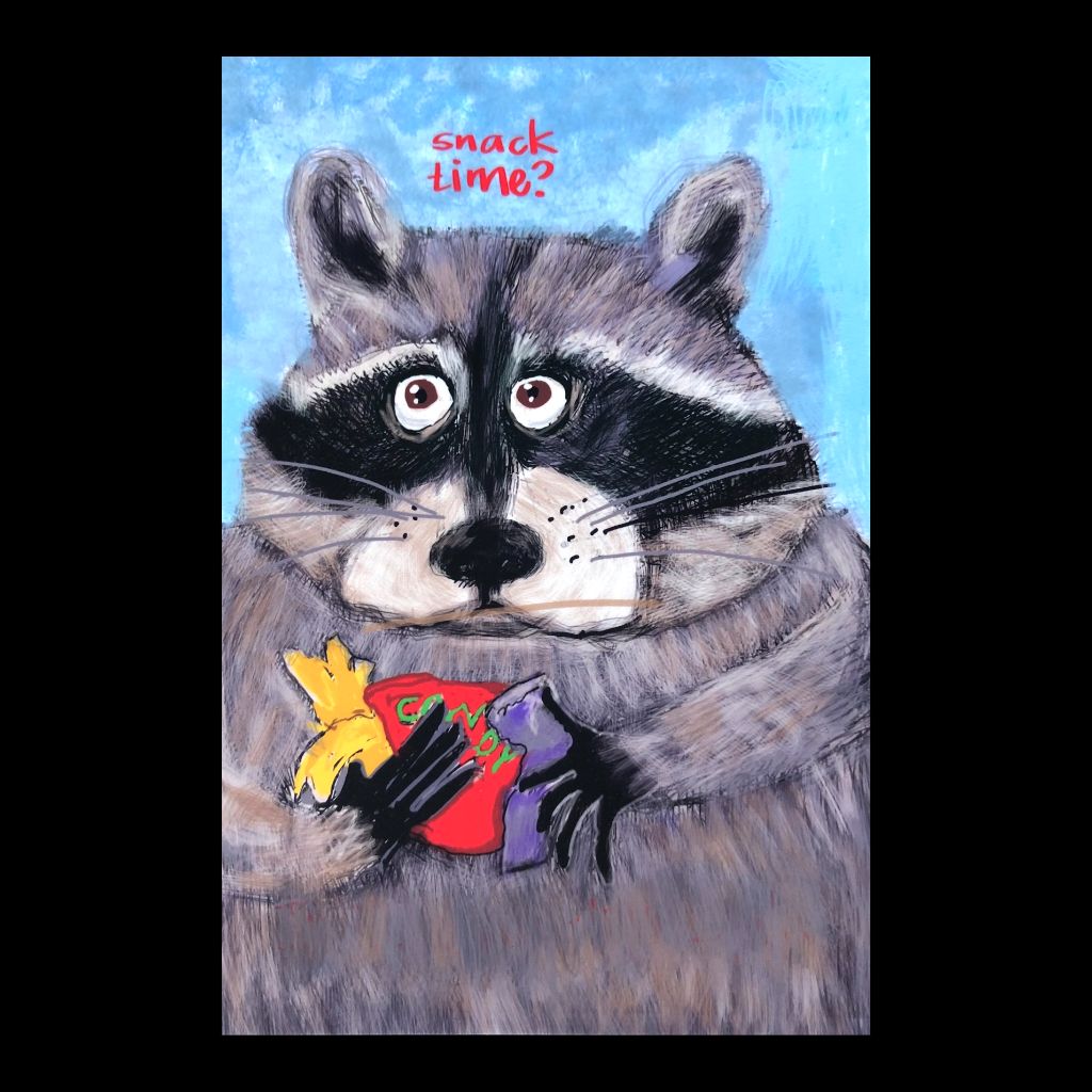 Snack Time Raccoon - Postcard