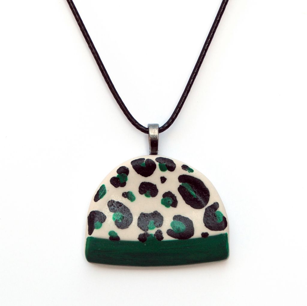 Leopard Print Upcycled Ceramic Necklace