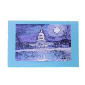 Oly Capital by Moonlight Fine Art Greeting Card