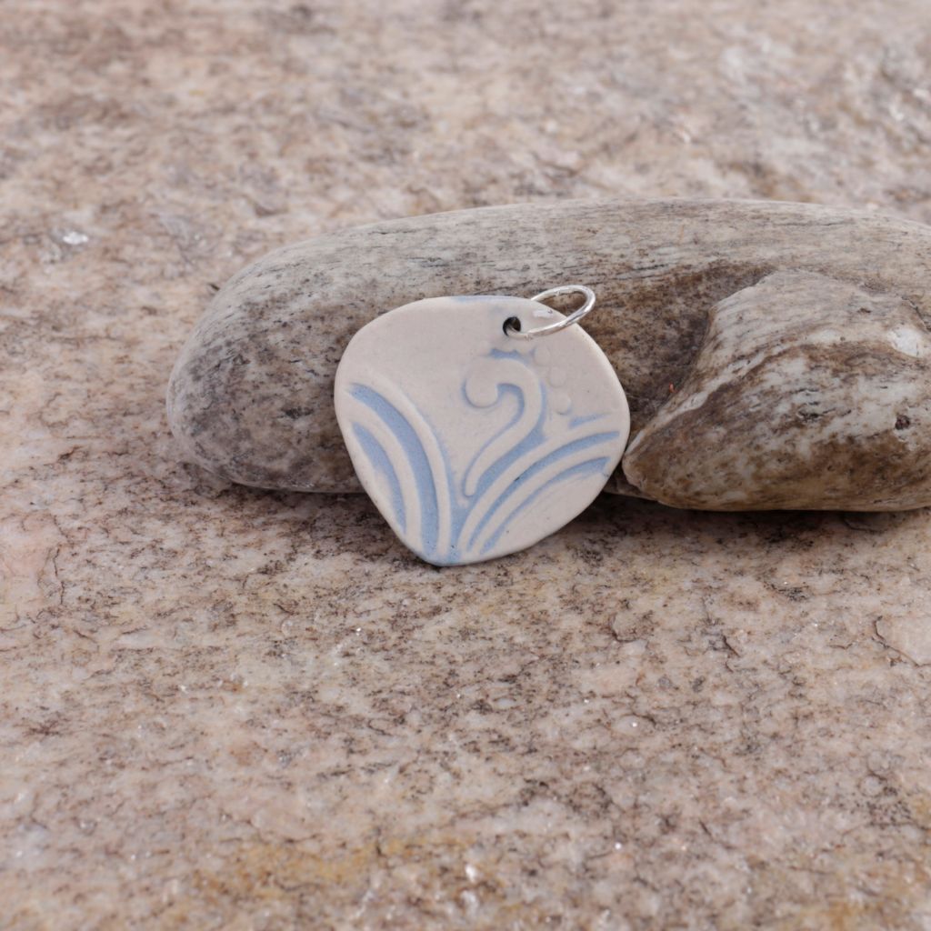 Blue Swirl Porcelain Charm