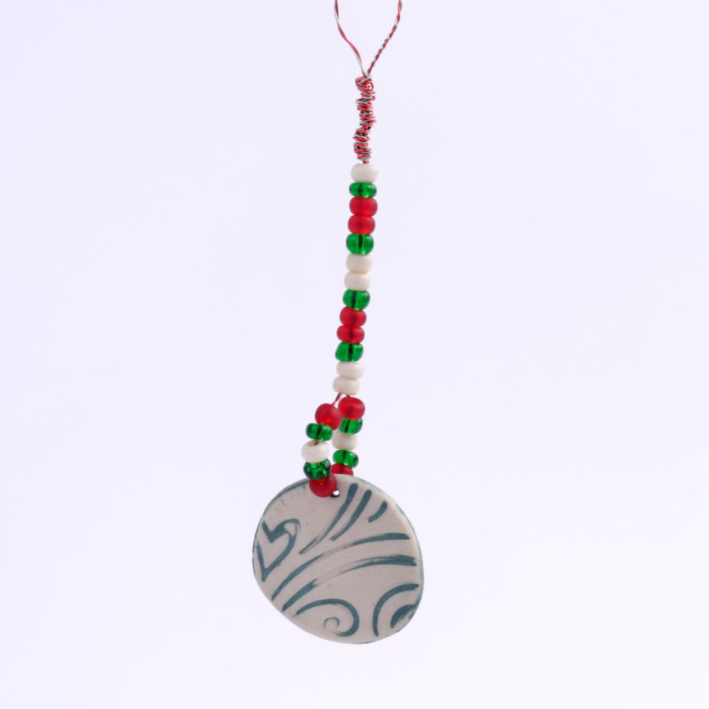 Green Swirl Porcelain Goddess Bauble Hanging