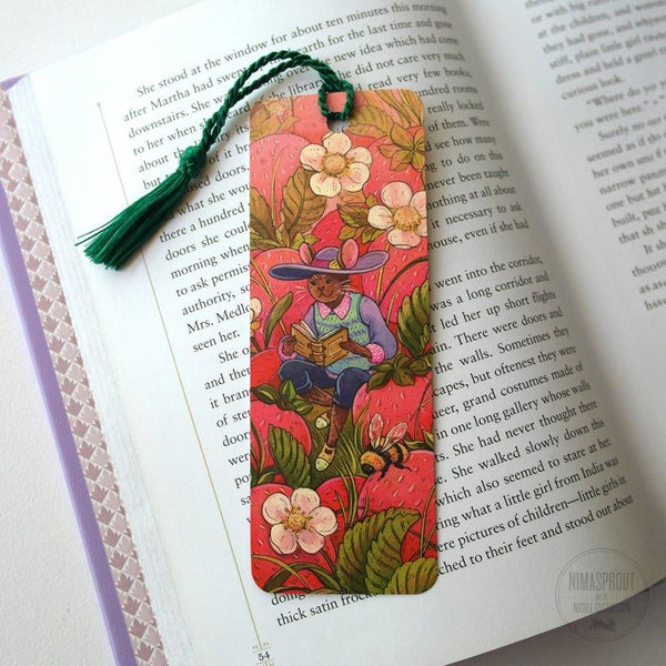 Strawberry Mouse Reading Bookmark