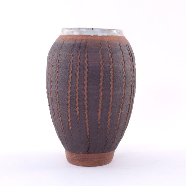 Handcrafted Ceramic Tall Vase in Shades of Brown