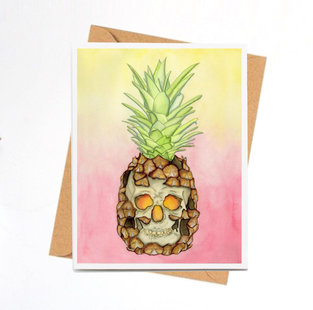 Jack-O-Pineapple - Greeting Card with Skull