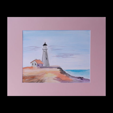 Original Watercolor Cliffside Lighthouse