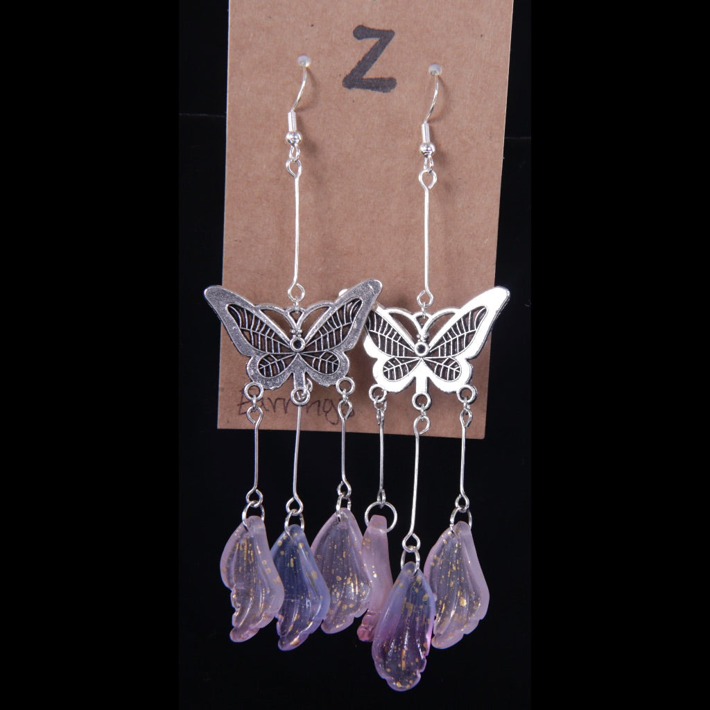 Butterfly and Petal Dangle Earrings