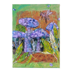 Bee in the Mushrooms Canvas Collage