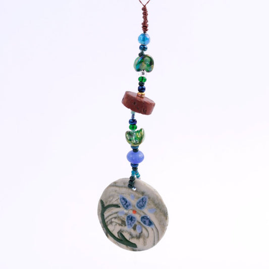 Beaded Floral Porcelain Goddess Bauble Hanging