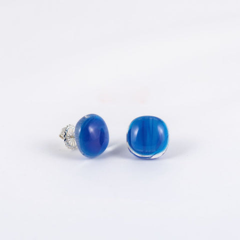Blue Dichroic Glass Earrings