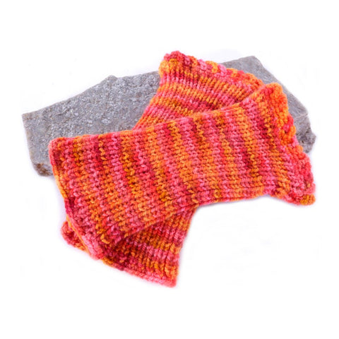 Hand Knit Wrist Warmers - Orange/Pink/Red