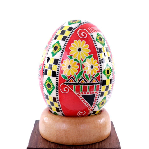 Pysanky Spirit Egg - Folk Art - Red Yellow Floral