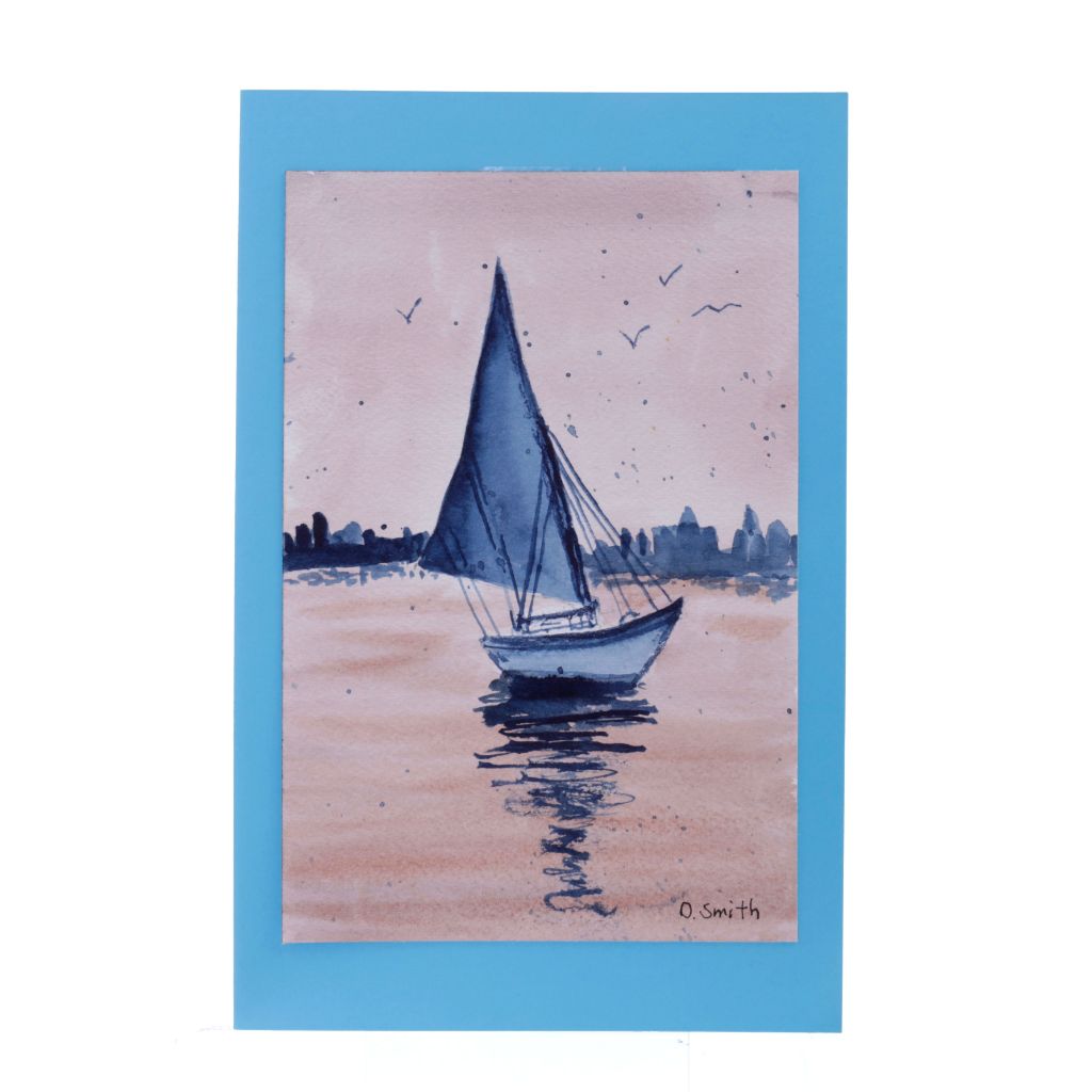 Sail by Morning Light Original Watercolor Greeting Card