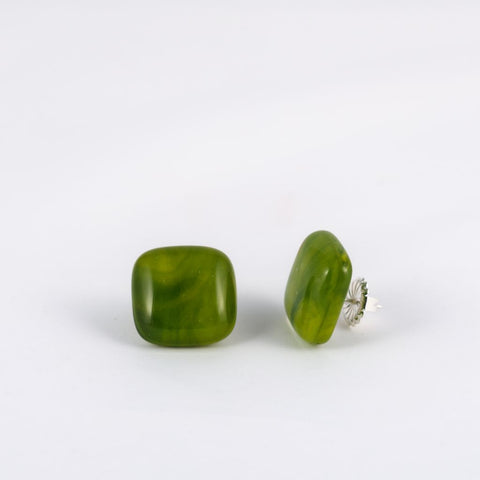 Swirly Green Glass Earrings