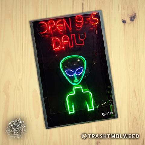 Neon Roswell Alien Postcard