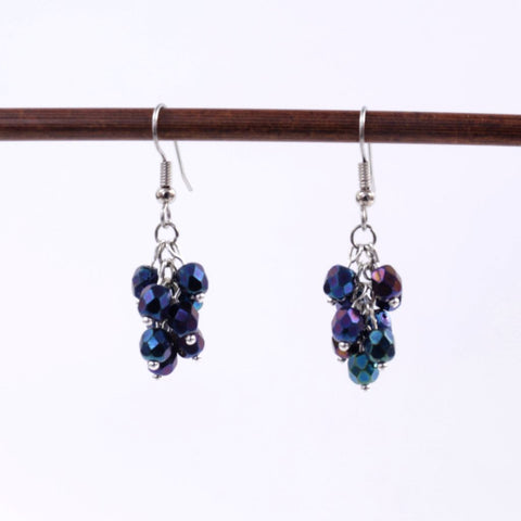 Czech Faceted Glass Bead Earrings Blue Iris