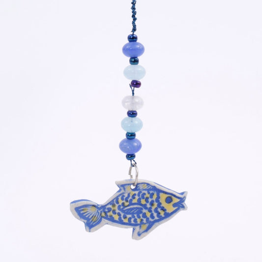 Blue Fish Porcelain Goddess Bauble Hanging