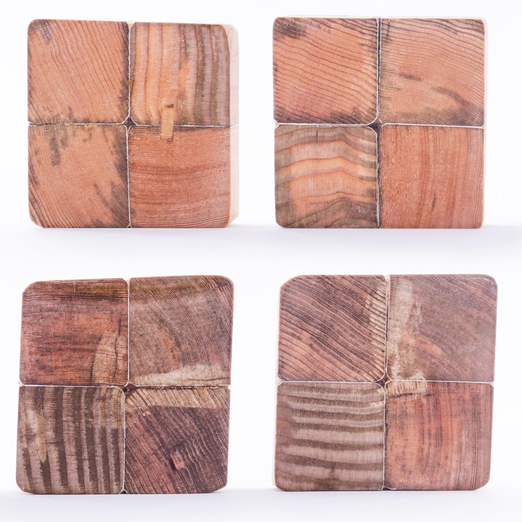 Natural Woodgrain coaster from recycled fence posts
