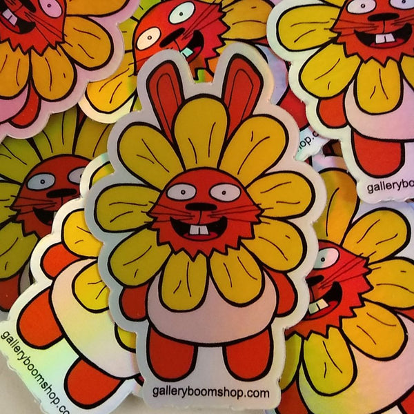 Blooming Boom Bunny Holographic Sticker