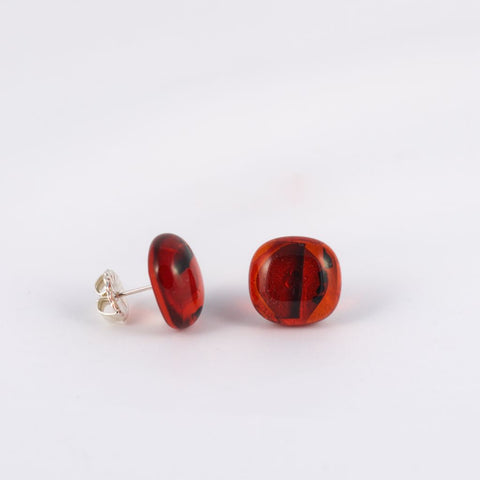Red & Black Dichroic Glass Earrings