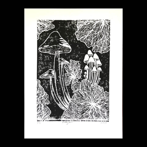Original Etching Print of Mushrooms