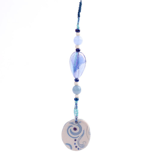 Blue Swirl Porcelain Goddess Bauble Hanging