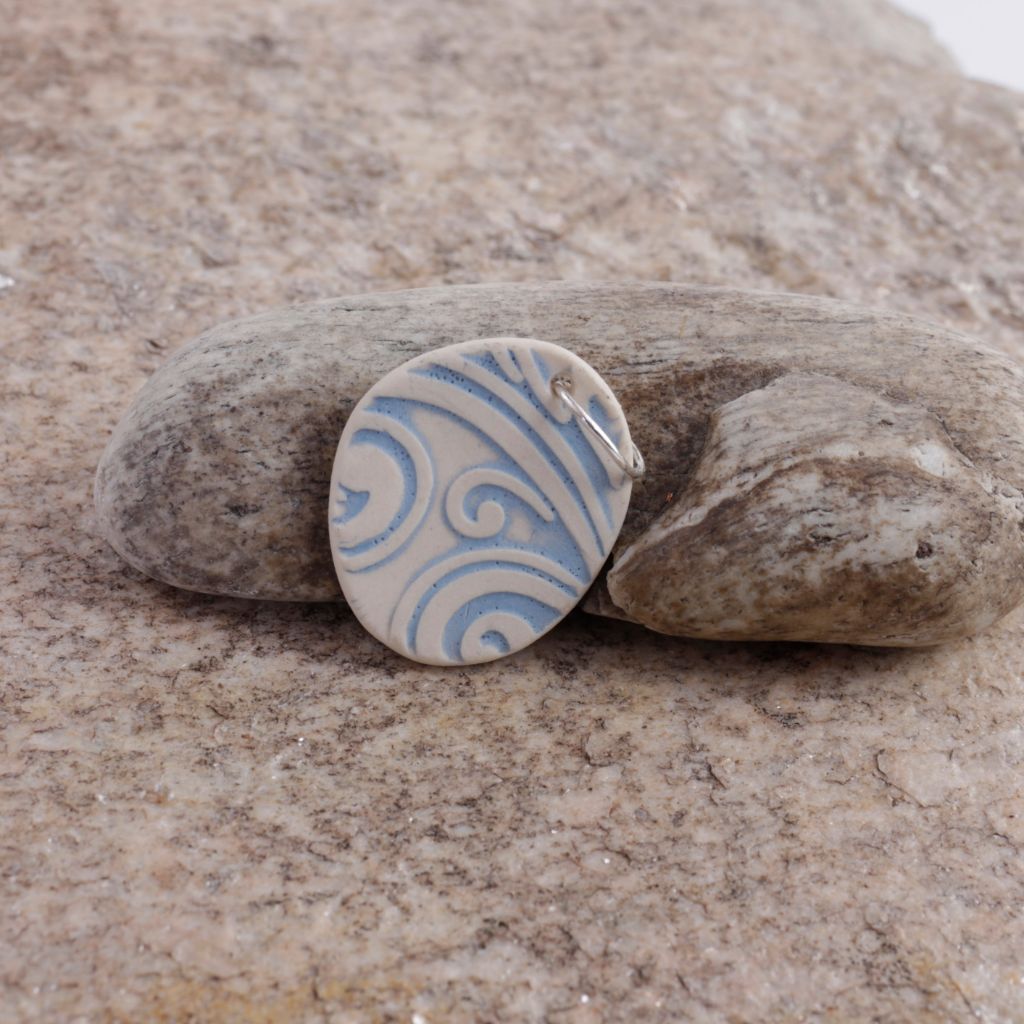 Blue Swirl Porcelain Charm