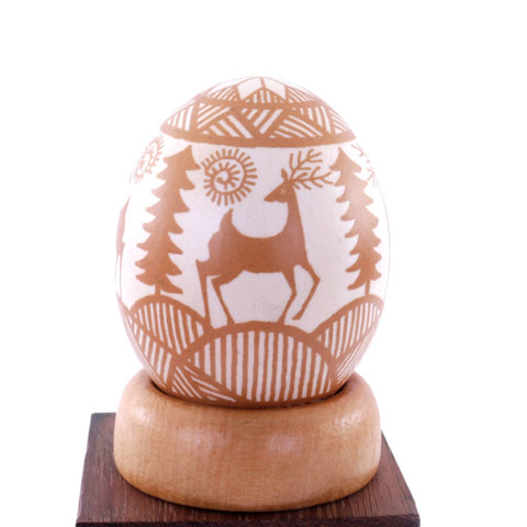 Pysanky Spirit Egg - Folk Art - Brown with Deer