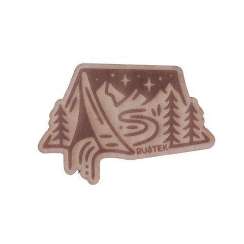 Camping In Tent Wood Sticker