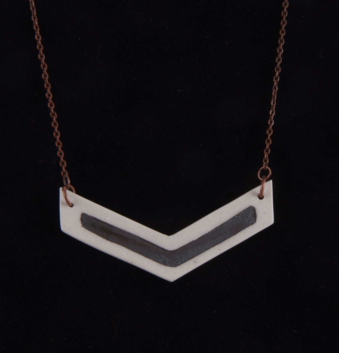 Black Chevron Porcelain Necklace