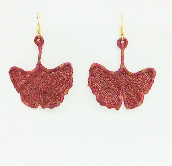 Red Ginkgo Earrings