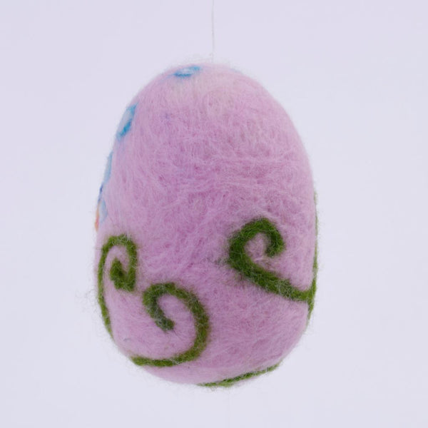 Purple Needle Felted Wool Egg with Fish Woolly One