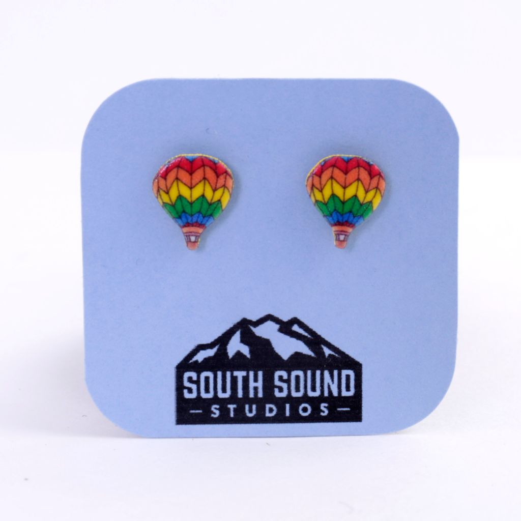 Rainbow Hot Air Balloon Earrings