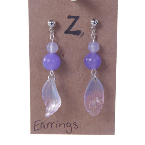Purple Petal Dangle Earrings