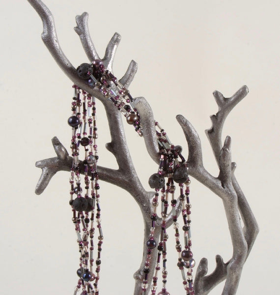 Purple Hues Multi Strand Beaded Necklace