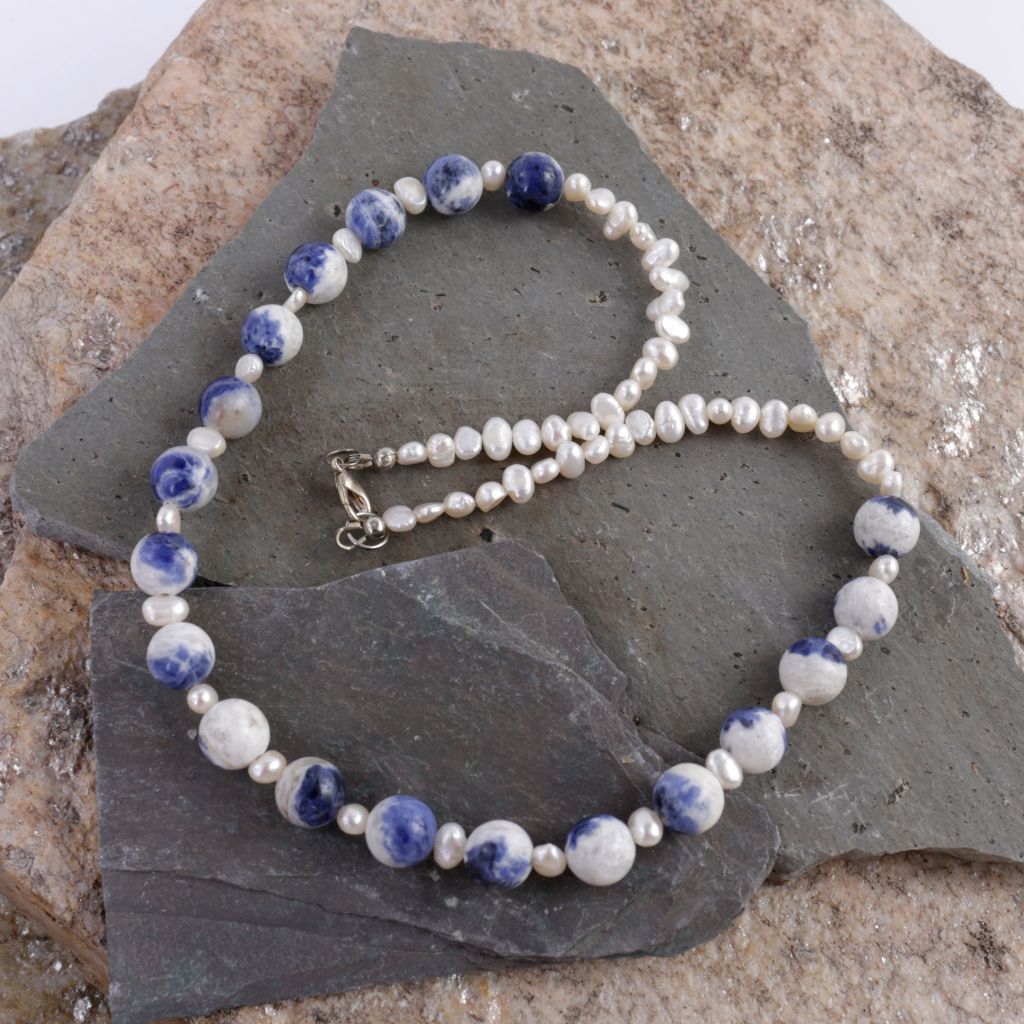 Sodalite and Pearl Necklace