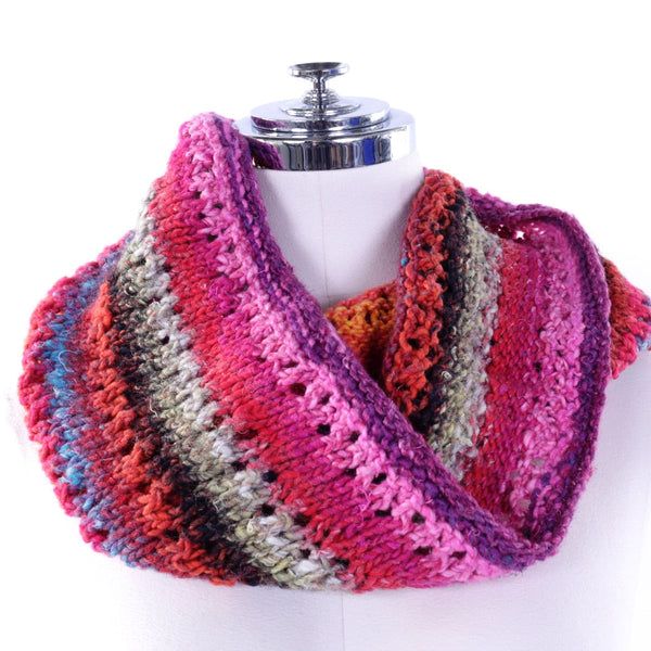 Multi-color Hand Knit Infinity Scarf