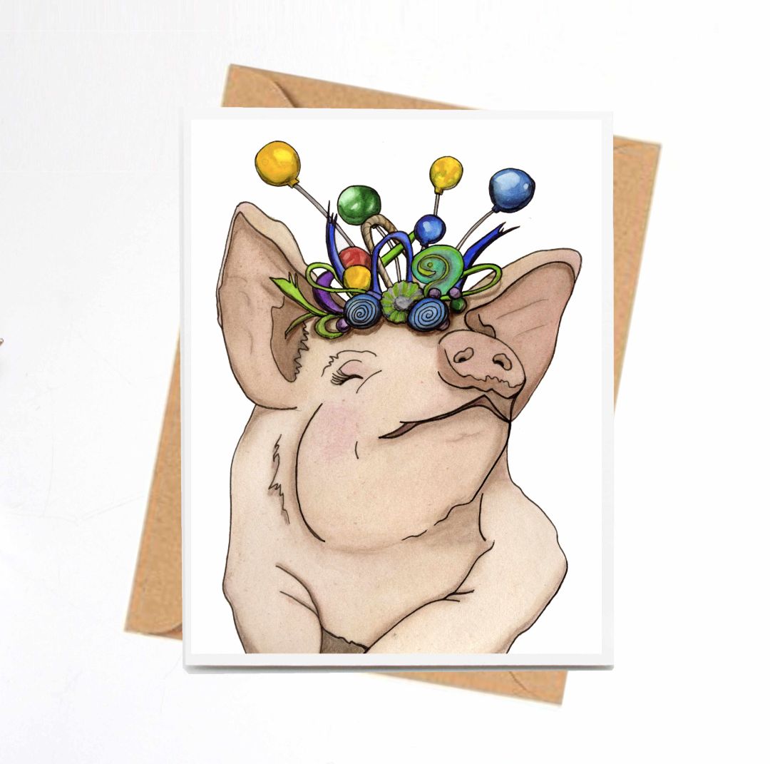 Festive Pig Note Card