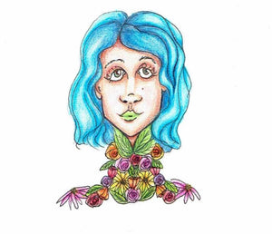 Blue Lady Floral Sticker