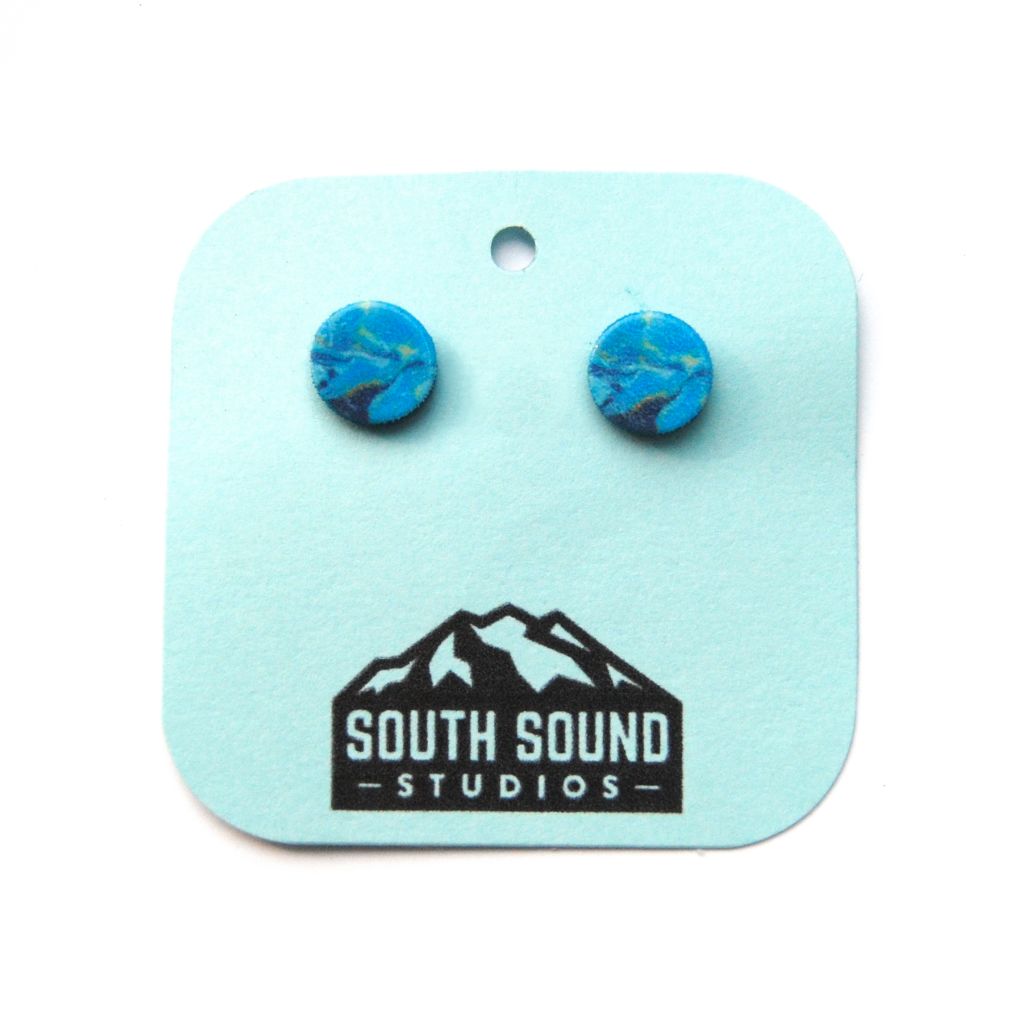 Marbled Blue Stud Earrings