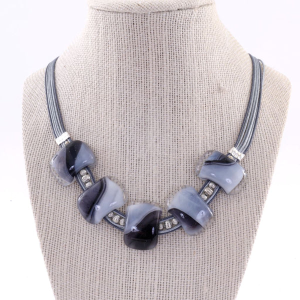 Black & White Dichroic Glass with Sterling Silver Necklace