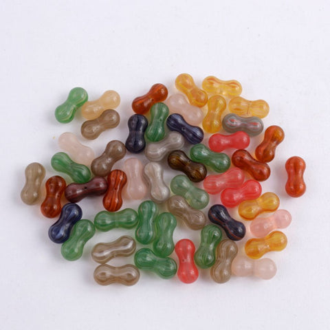 Lot of Multi-Color Glass Jelly Bean Beads