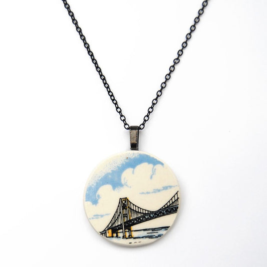 Golden Gate Bridge Upcycled Ceramic Necklace